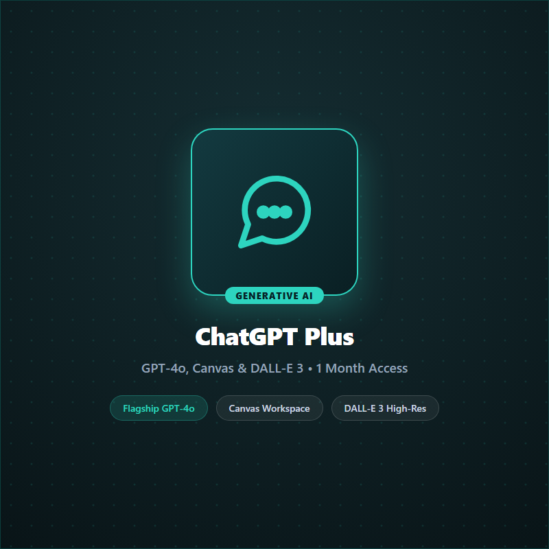 ChatGPT Plus – GPT-4o, Canvas & DALL-E 3 (1 Month Access)